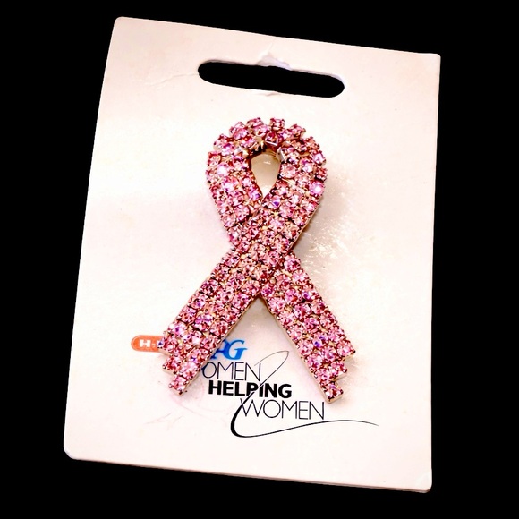Jewelry - Pink Crystal Awareness Ribbon Pin